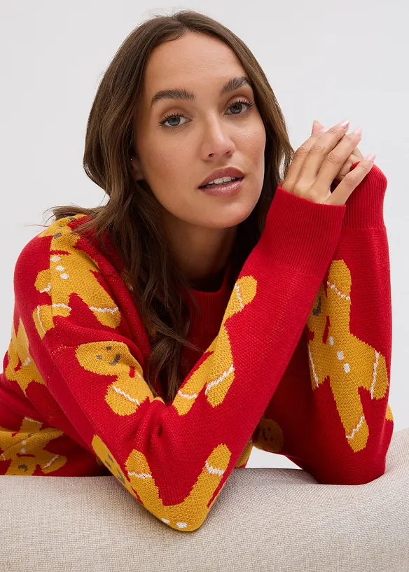 Pull de Noël à col rond, oversize, bonprix