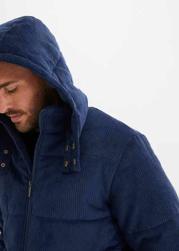 Doudoune en velours côtelé à capuche amovible, bonprix