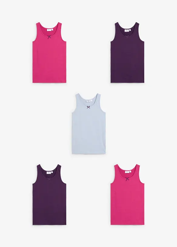 Lot de 5 débardeurs en coton extensible, bonprix