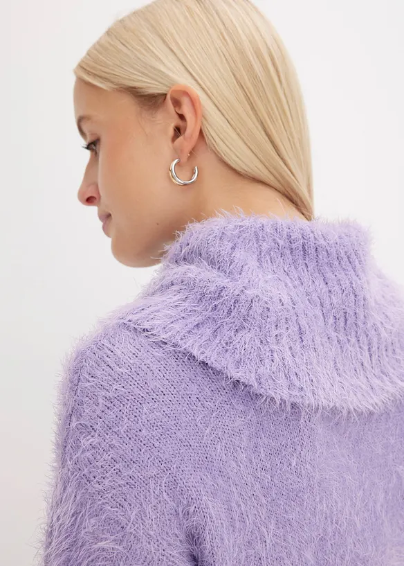 Pull col roulé en maille poilue, bonprix