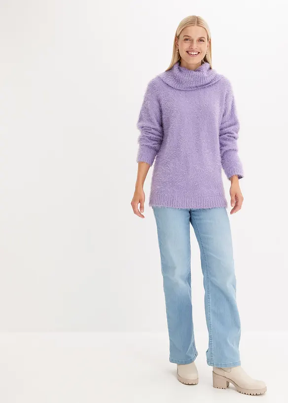 Pull col roulé en maille poilue, bonprix