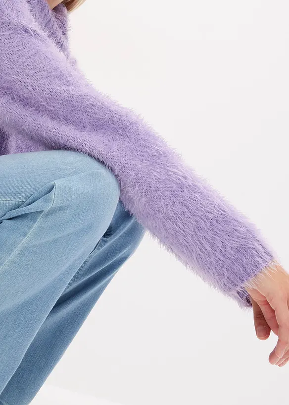 Pull col roulé en maille poilue, bonprix