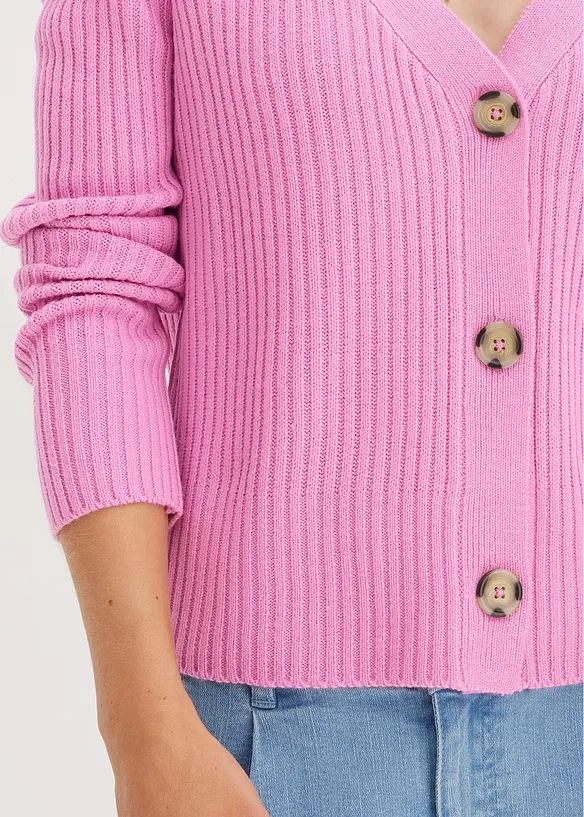 Gilet en maille c&ocirc;tel&eacute;e, bonprix