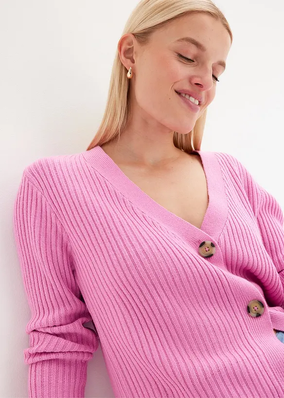 Gilet en maille c&ocirc;tel&eacute;e, bonprix