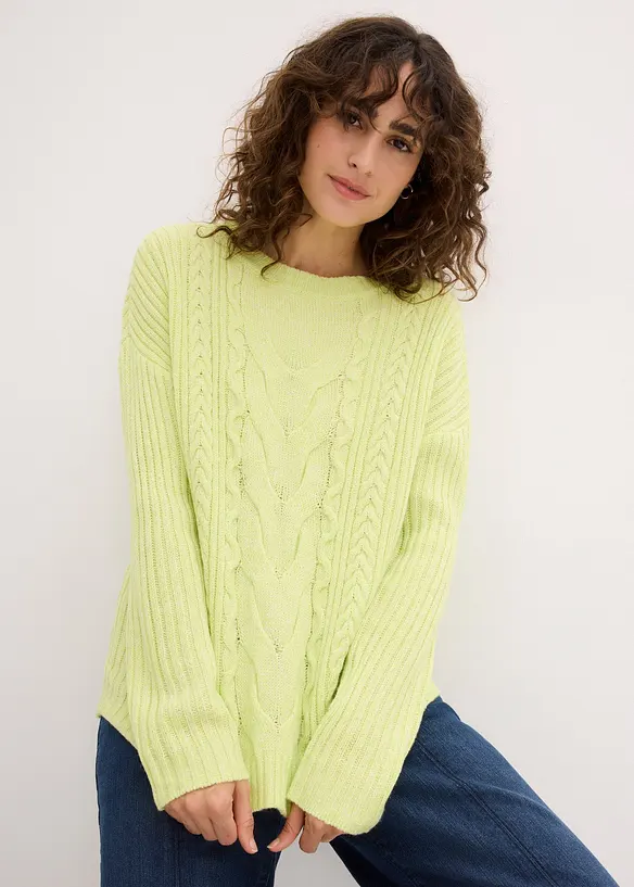 Pull oversize à torsades, bonprix