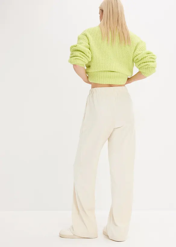 Pantalon velours côtelé à taille élastiquée, bonprix