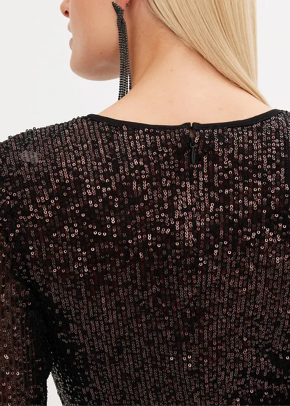 Robe à sequins et épaulettes, bonprix