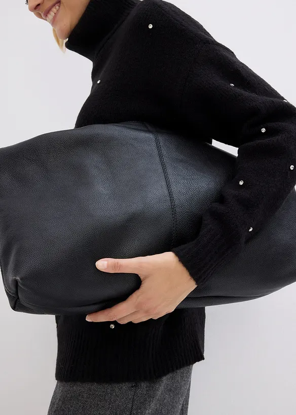 Pull col roulé avec strass, bonprix