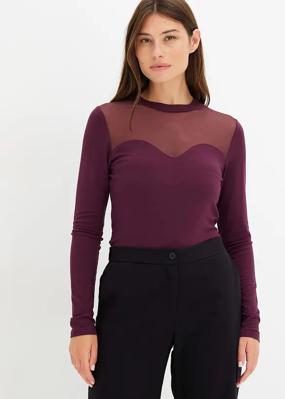 T-shirt manches longues avec mesh, bonprix