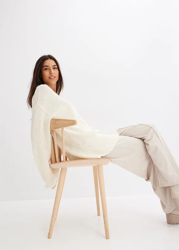 Pull oversize en laine m&eacute;lang&eacute;e, bonprix