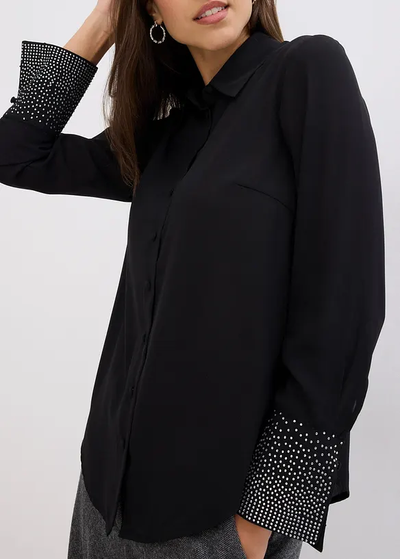 Chemisier avec manchettes &agrave; strass, bonprix