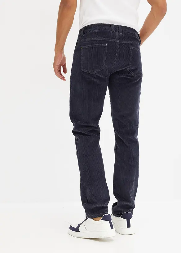 Pantalon droit en velours côtelé extensible aspect délavé, regular, bonprix