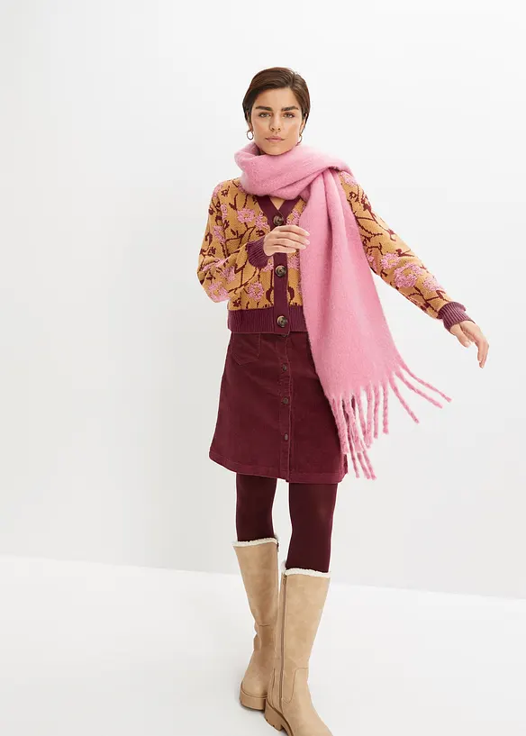 Gilet en grosse maille à motif floral, bonprix