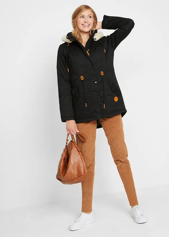 Parka rembourr&eacute;e avec bordure sherpa, bonprix