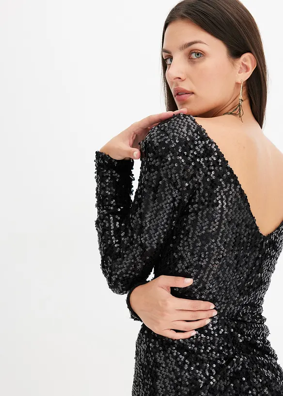 Robe longue avec sequins et drapé, bonprix