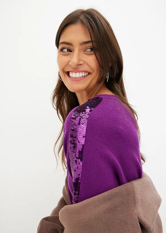 Pull en fine maille à sequins, bonprix