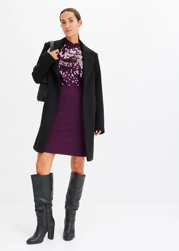 Robe en maille avec sequins sur le haut, bonprix