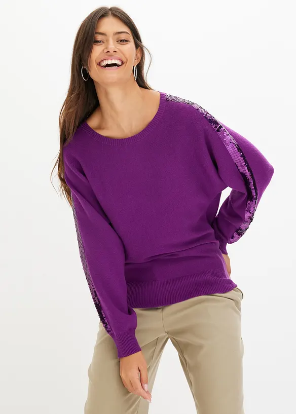 Pull en fine maille à sequins, bonprix
