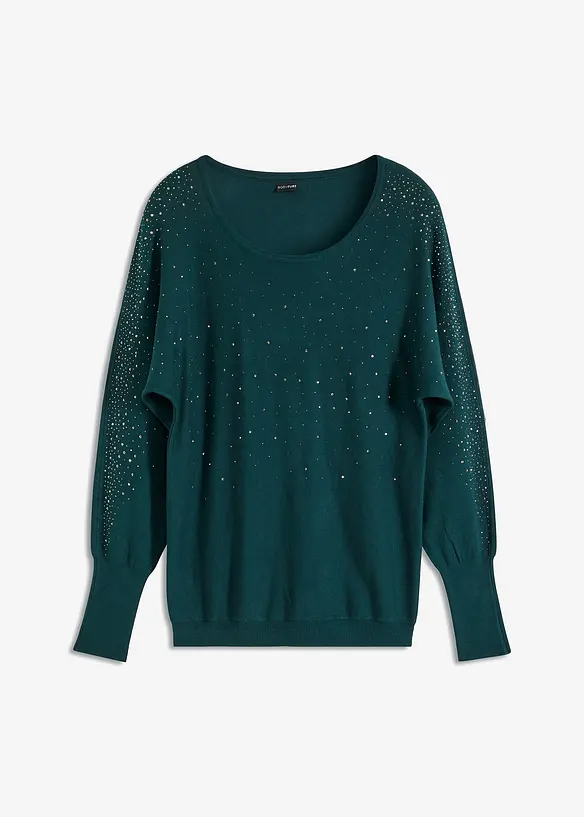 Pull en fine maille avec strass, bonprix