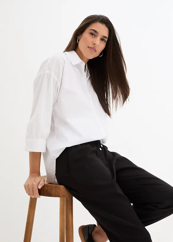 Pantalon &agrave; taille &eacute;lastiqu&eacute;e et lien &agrave; nouer, bonprix