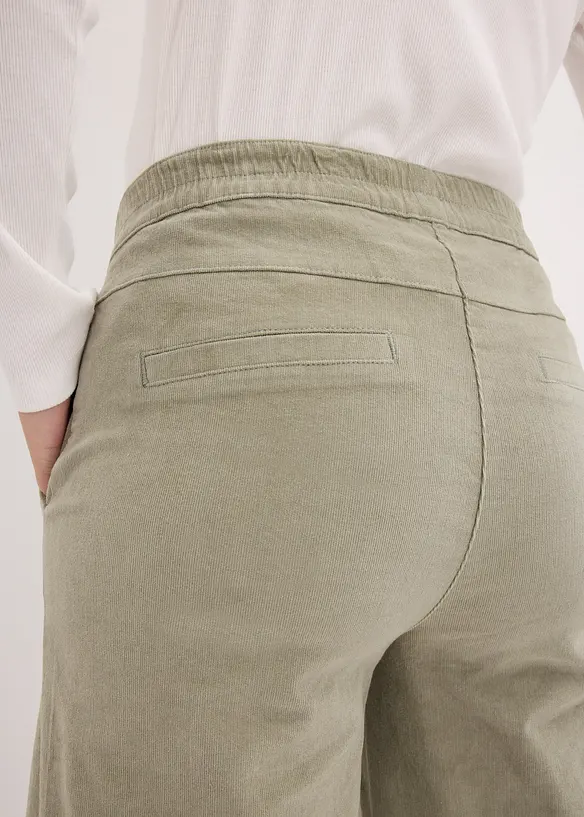 Pantalon en velours côtelé, taille haute élastiquée, bonprix
