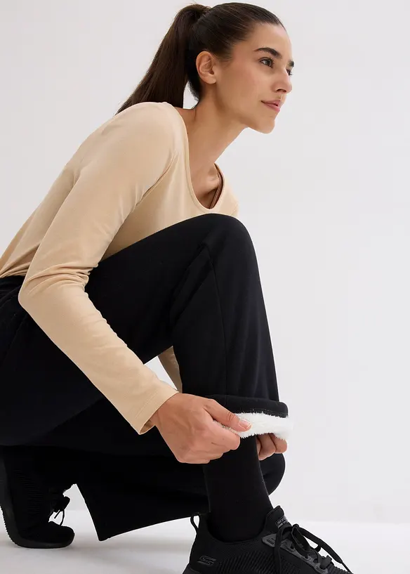 Pantalon de jogging large avec doublure polaire, bonprix