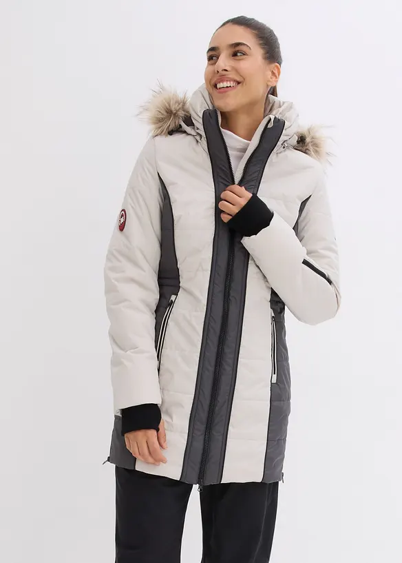 Manteau outdoor imperméable avec bordure peluche, bonprix