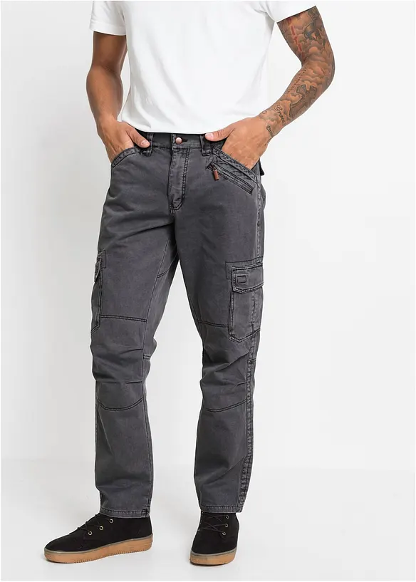 Pantalon cargo en coton robuste, coupe droite et loose, bonprix