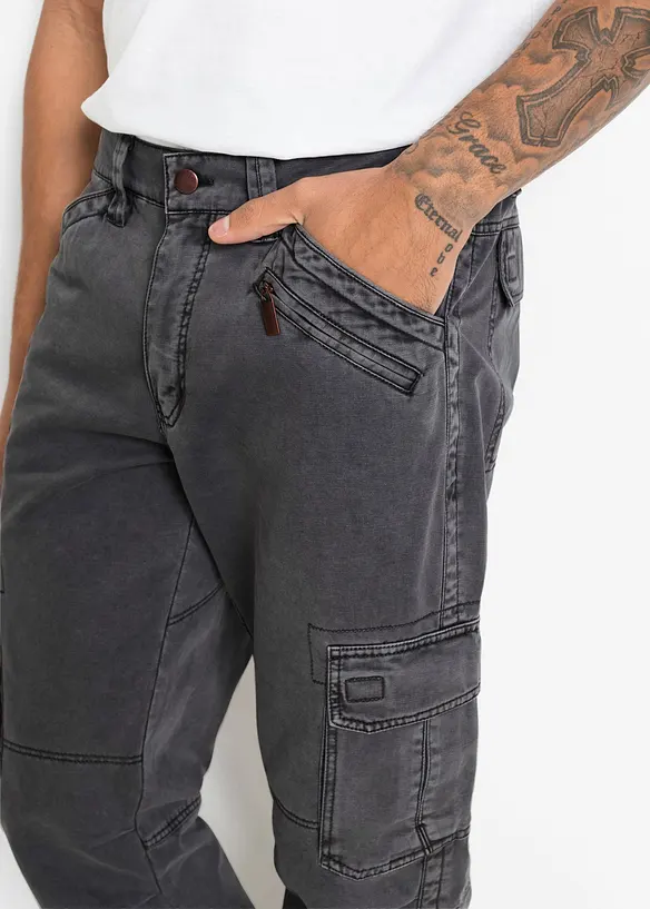 Pantalon cargo en coton robuste, coupe droite et loose, bonprix