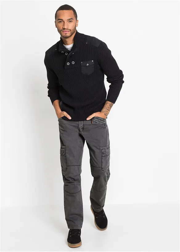 Pantalon cargo en coton robuste, coupe droite et loose, bonprix