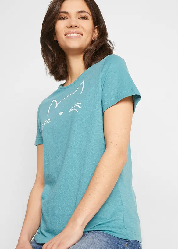 T-shirt avec imprimé chat, bonprix
