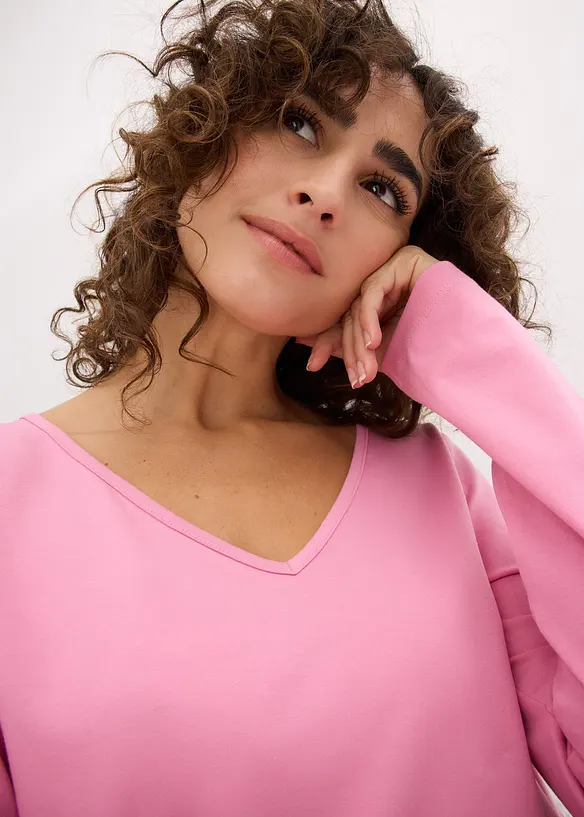 Lot de 2 T-shirts manches longues près du corps, bonprix