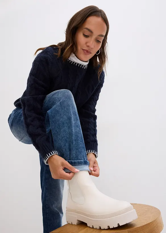 Jean boyfriend taille mi-haute, thermique, bonprix