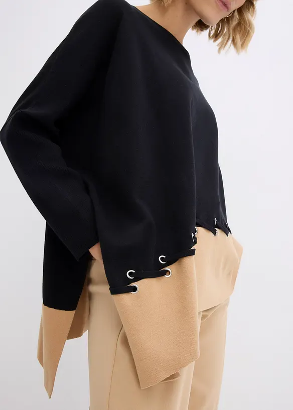 Pull poncho en fine maille, bonprix