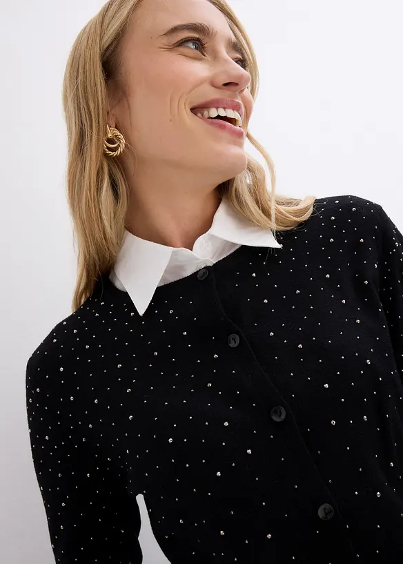 Gilet en maille avec strass, bonprix