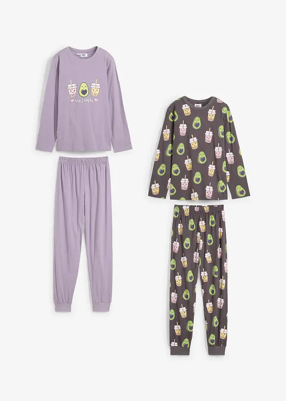 Lot de 2 pyjamas 100% coton, bonprix