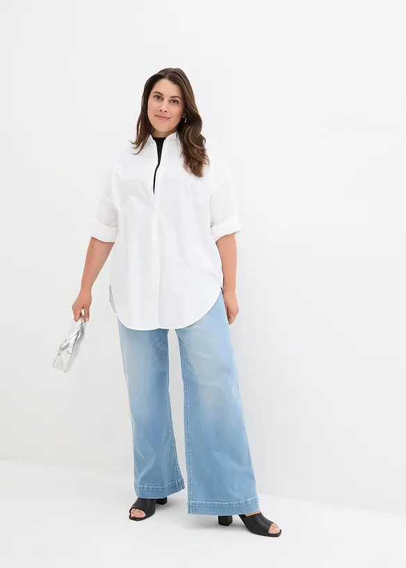 Chemisier oversize en coton, manches 3/4, bonprix