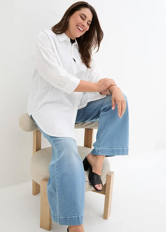 Chemisier oversize en coton, manches 3/4, bonprix