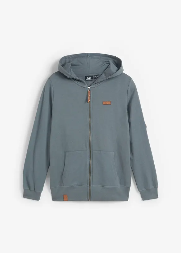 Sweat zippé à capuche, 100% coton, bonprix