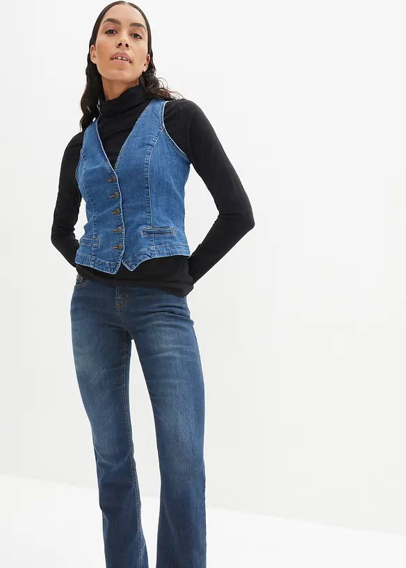 Jean bootcut taille mi-haute, extensible, bonprix