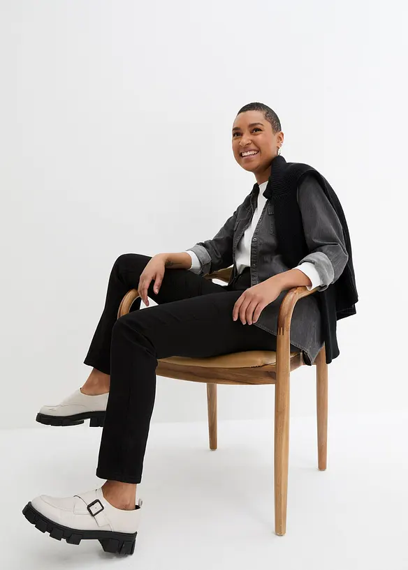 Pantalon slim taille mi-haute élastiquée, bonprix