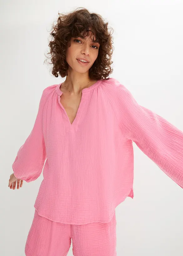 Blouse oversize en gaze de coton, bonprix