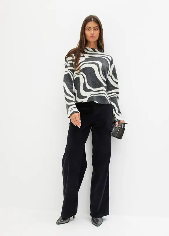 T-shirt manches longues en tissu côtelé douillet, bonprix