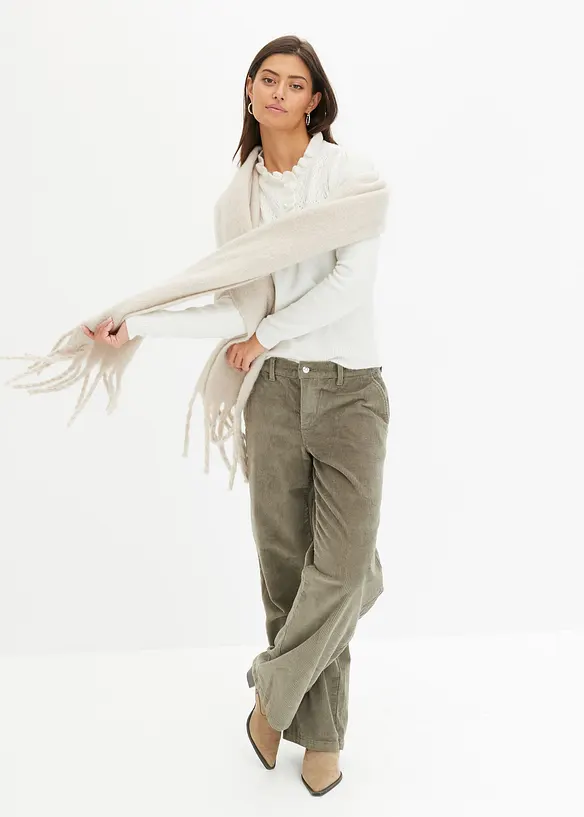 Pantalon large en velours côtelé, bonprix