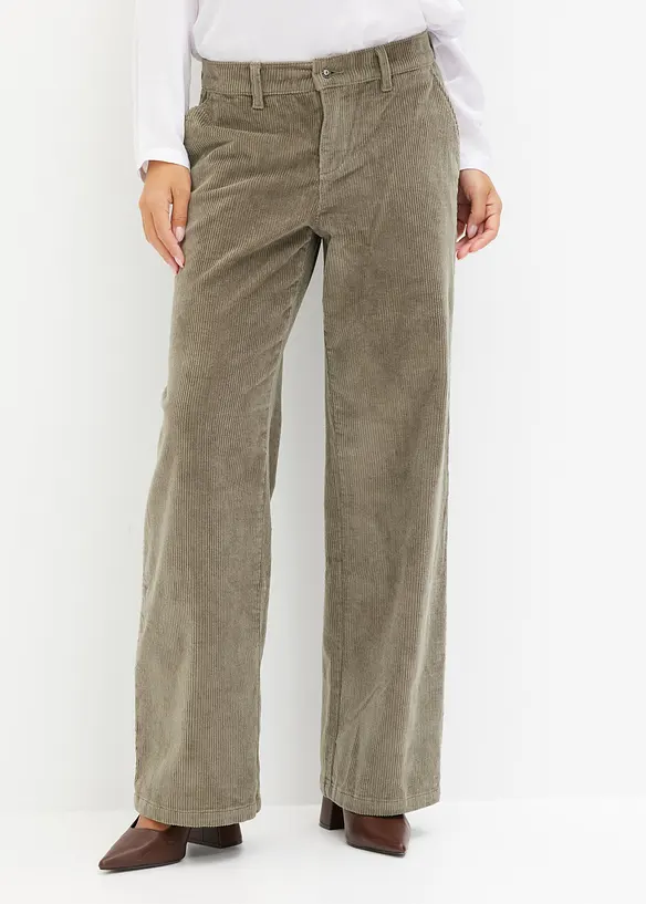 Pantalon large en velours côtelé, bonprix