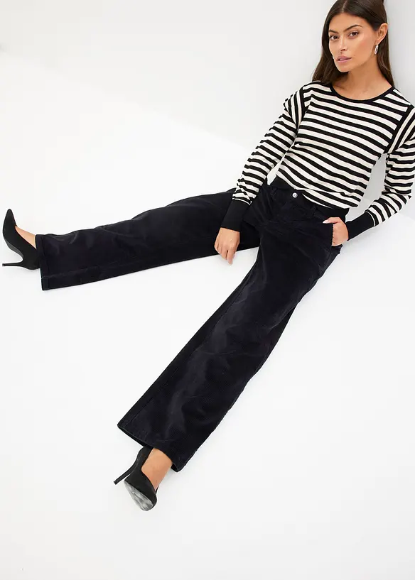 Pantalon large en velours côtelé, bonprix