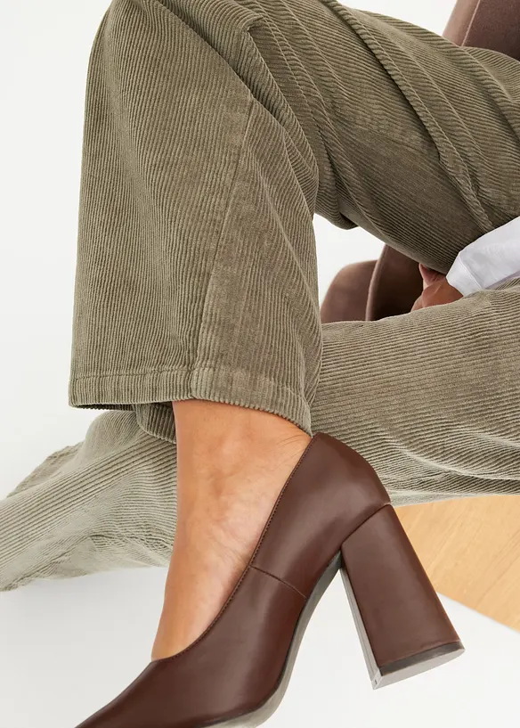 Pantalon large en velours côtelé, bonprix