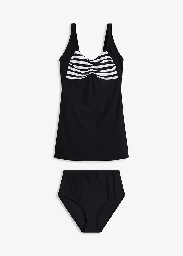 Tankini long (ens. 2 pces) avec bas de maillot taille haute, bonprix