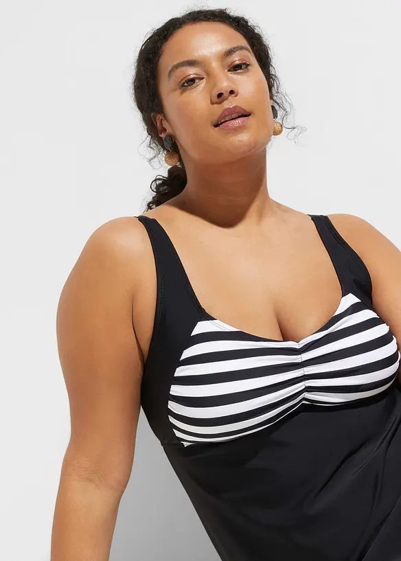 Tankini long (ens. 2 pces) avec bas de maillot taille haute, bonprix