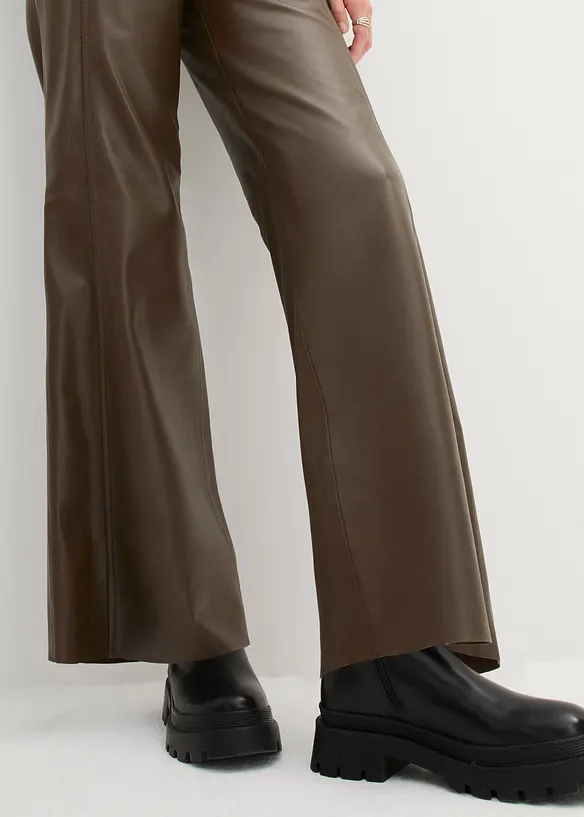 Pantalon large en cuir d’agneau nappa, bonprix